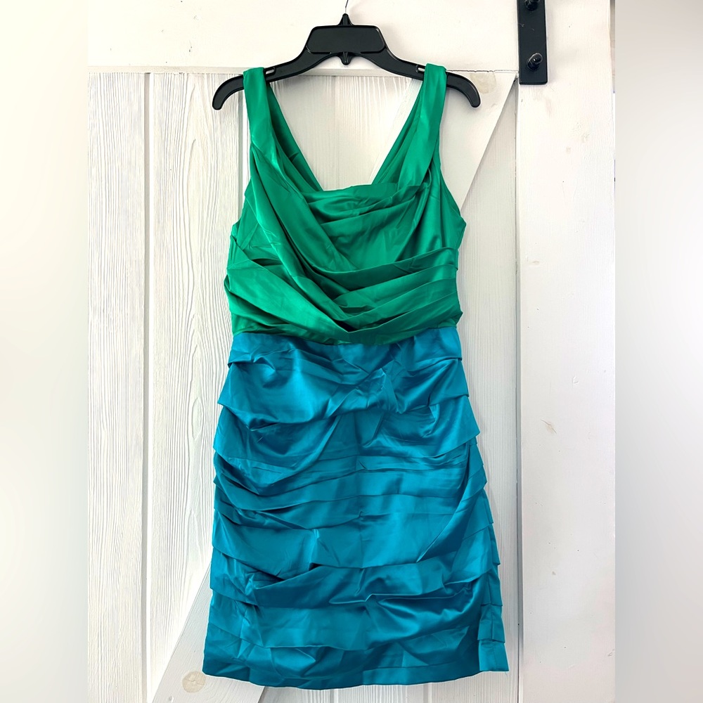 Express Colorblock Ruched Satin Party Dress Sz 4